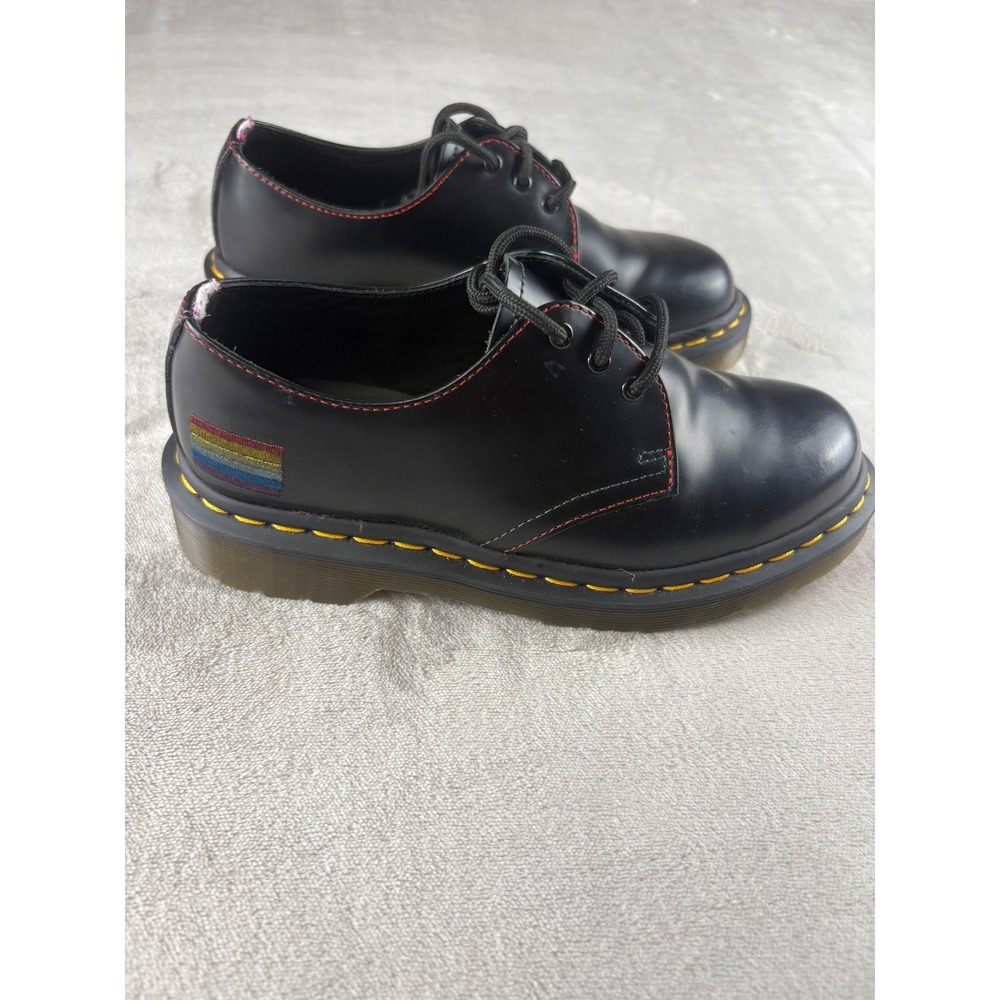 Dr. Martens 1461 Pride Black Leather Rainbow Stitch Oxford Shoes Mens 5 Womens 6